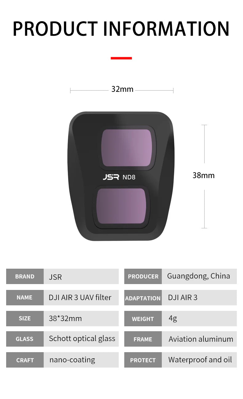 ND Filters for DJI Air 3 - Set Of 4 (ND8/ND16/ND32/ND64)